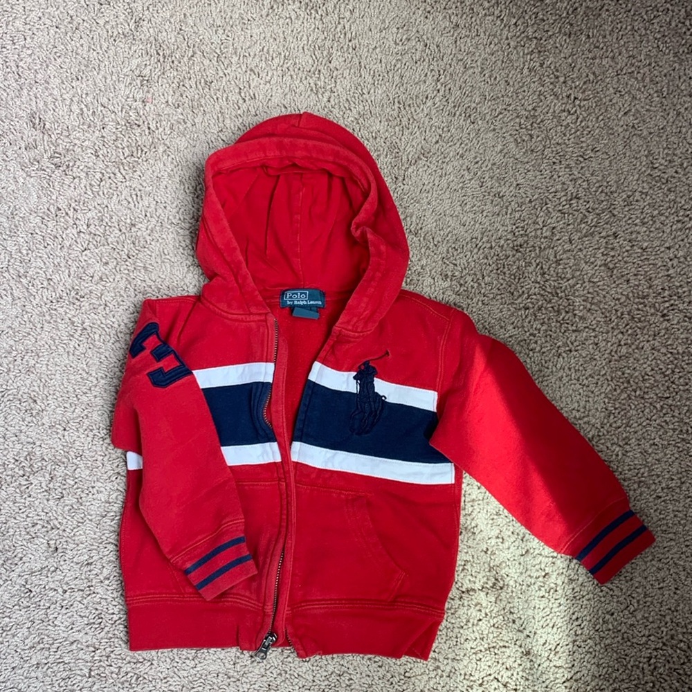 Polo Ralph Lauren red zip hoodie jacket 3/3T